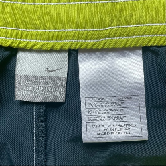 Nike Y2K Swim Surfing Shorts Size L (12-14) Missing a Button Blue & Yellow/Green - Picture 5 of 10